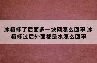 冰箱修了后面多一块网怎么回事 冰箱修过后外面都是水怎么回事